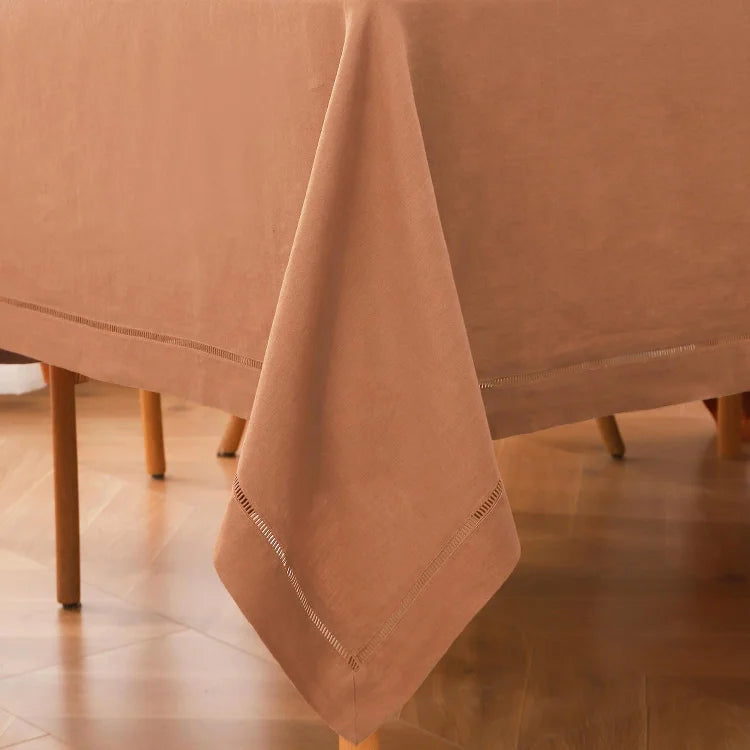 Macchiato Linen Tablecloth with Hemstitch