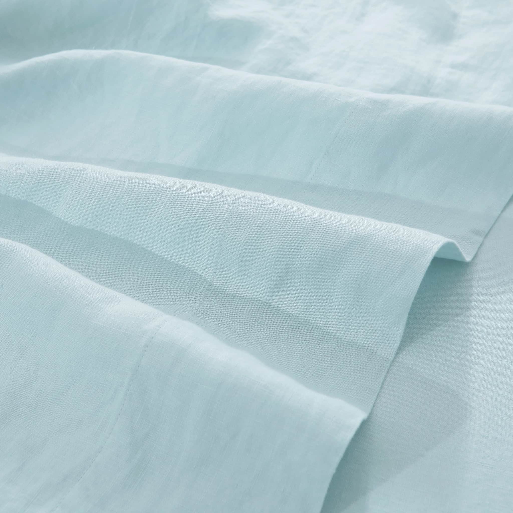 Aqua Linen Flat Sheet - Linen Time