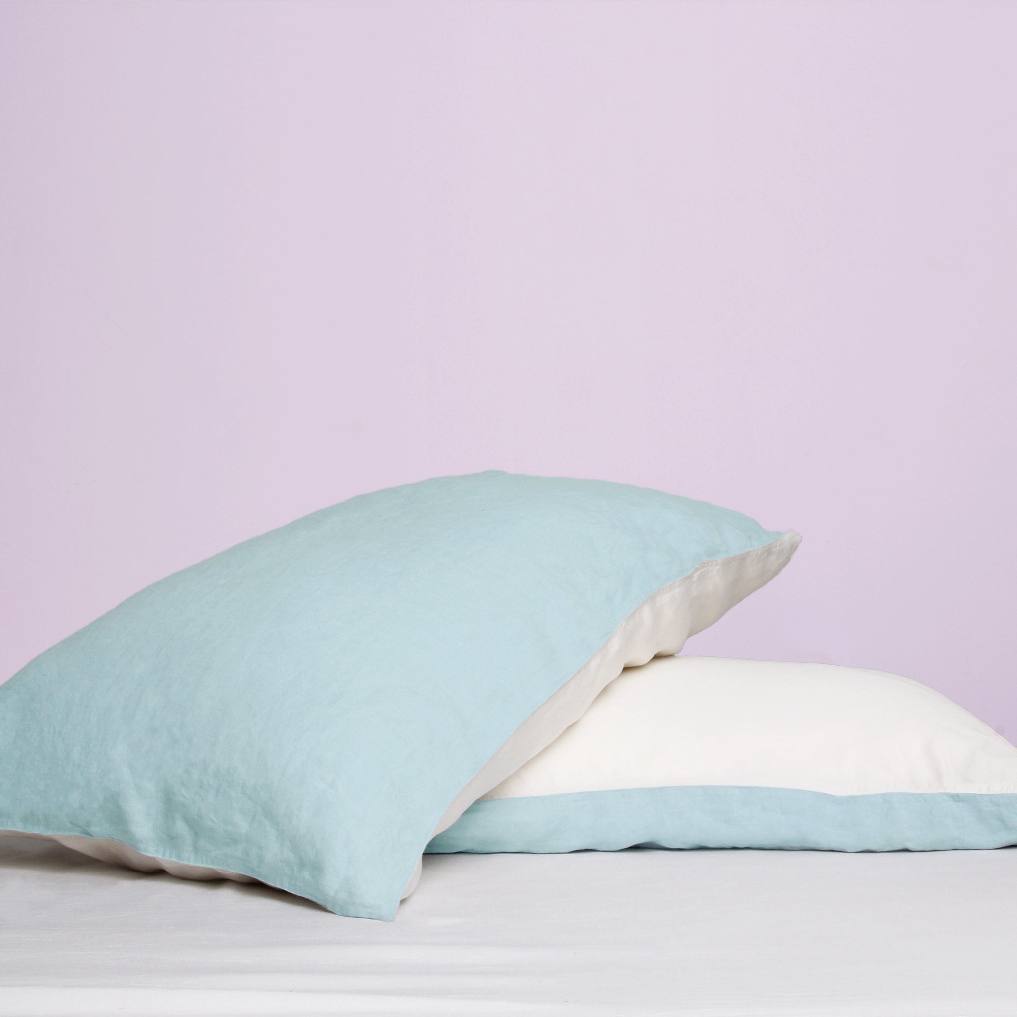 Aqua Linen-Lyocell Reversible Pillowcase Set (Set Of 2) - Linen Time