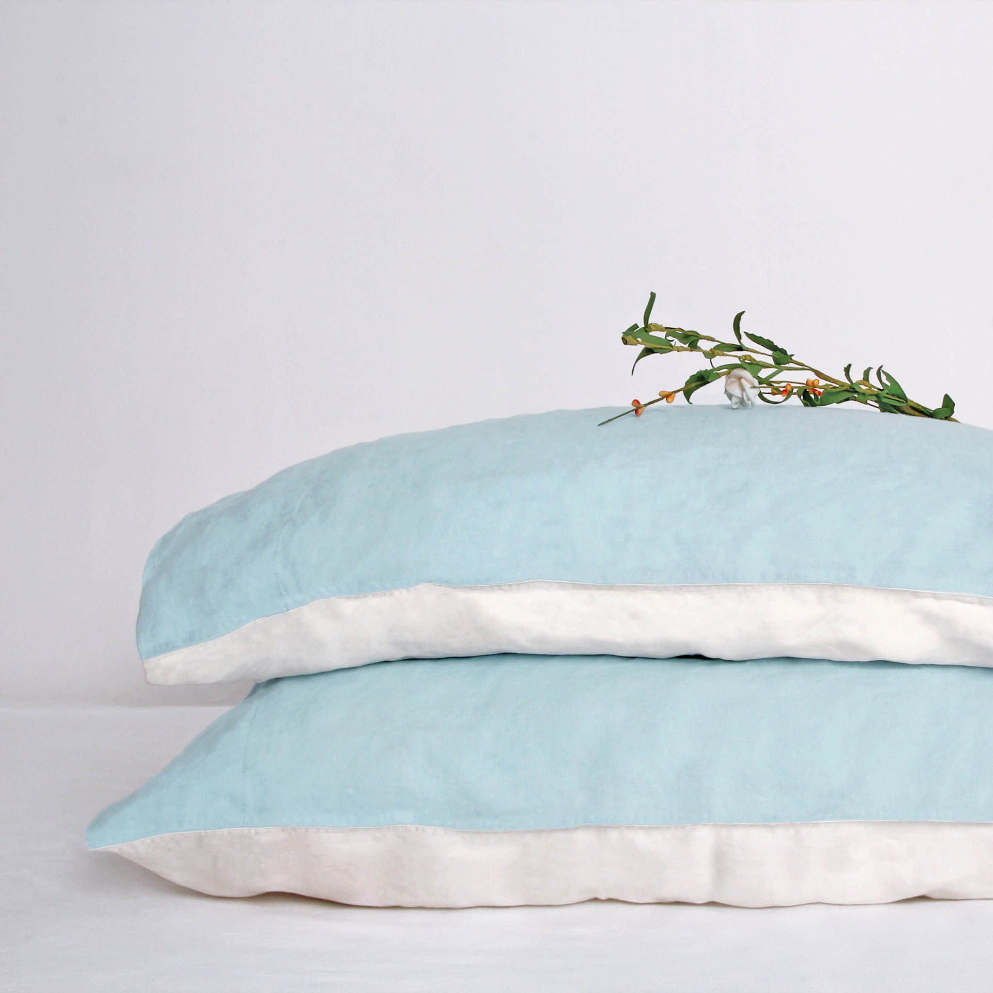 Aqua Linen-Lyocell Reversible Pillowcase Set (Set Of 2) - Linen Time