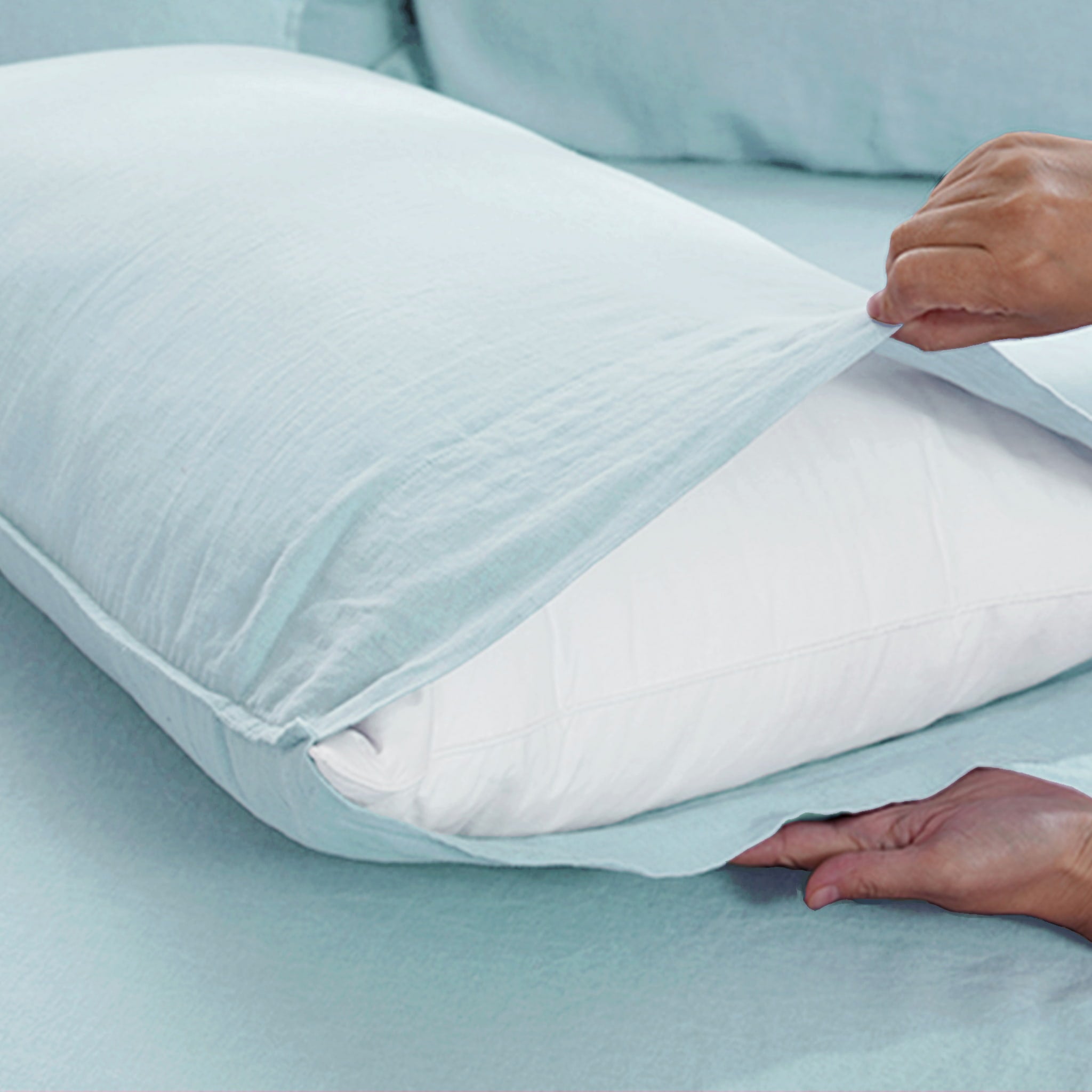 Aqua Linen Pillowcase Set - Linen Time