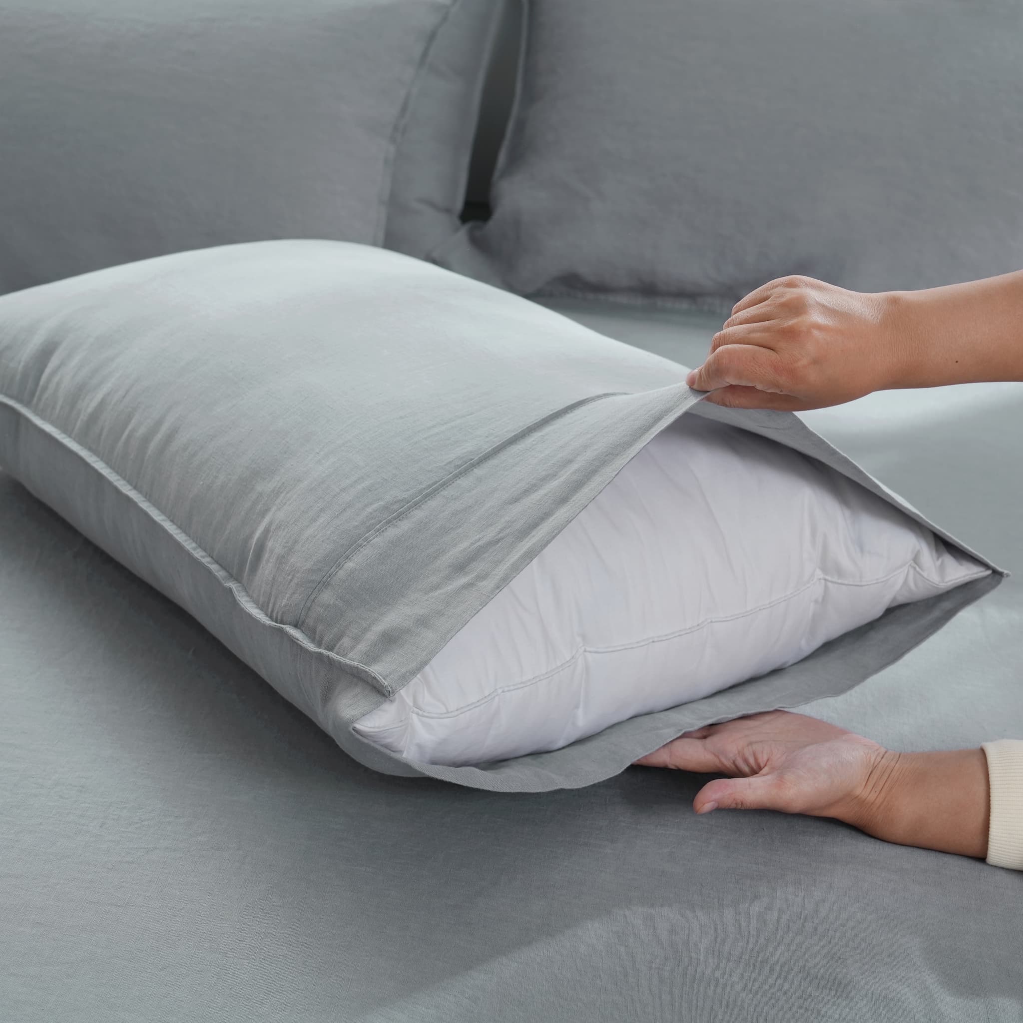 Light Grey Linen Pillowcase Set - Linen Time