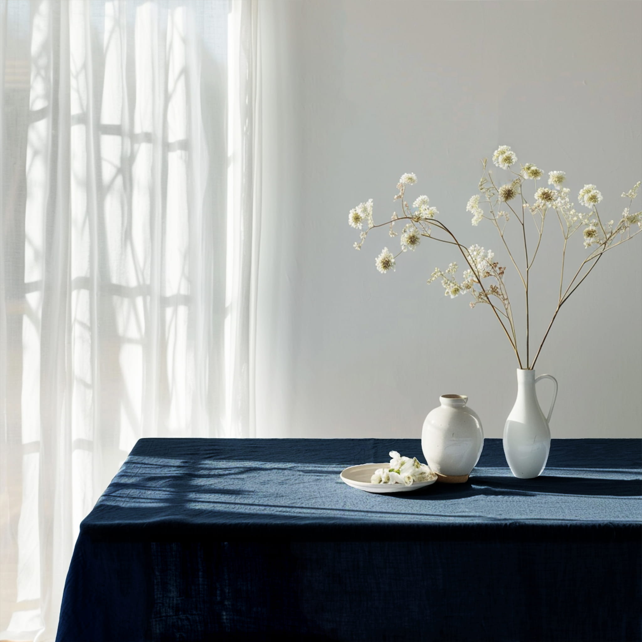 Navy Blue Linen Tablecloth - Linen Time