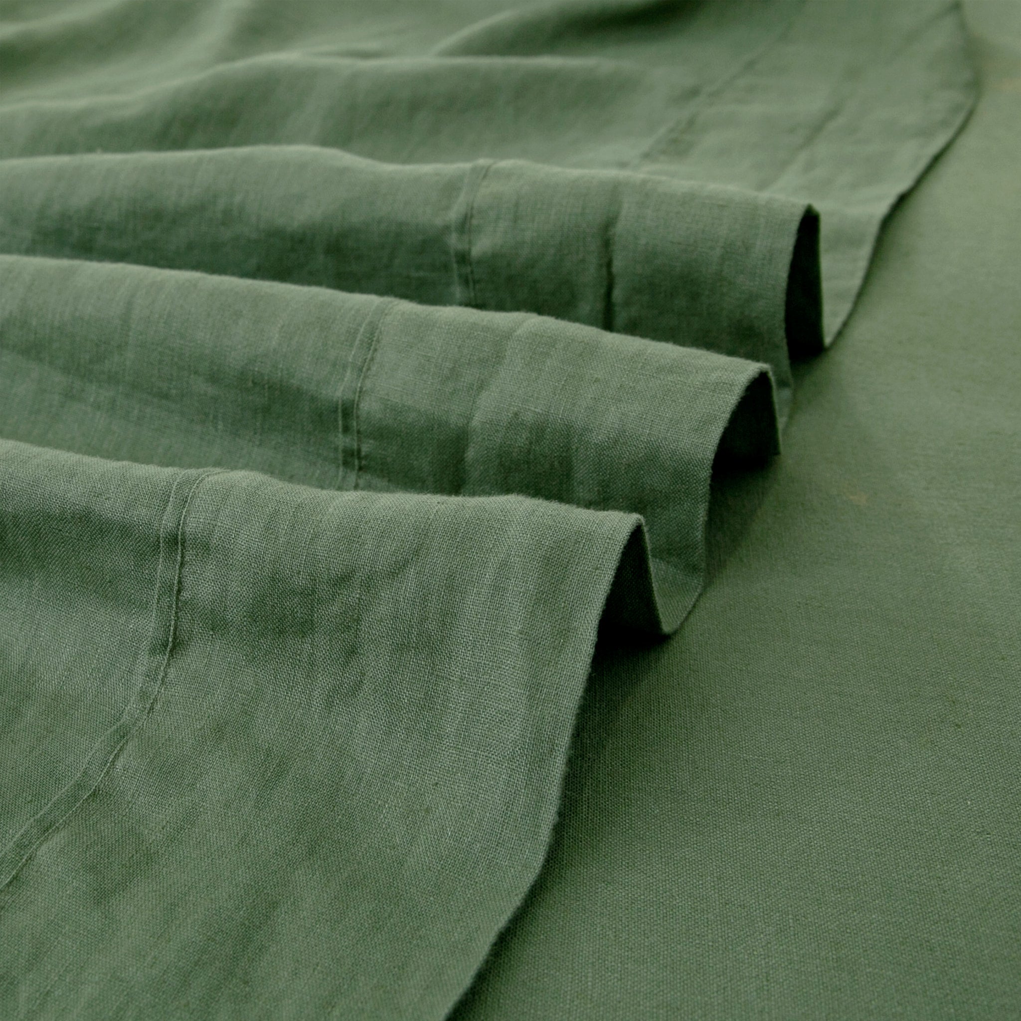 Olive Linen Flat Sheet - Linen Time