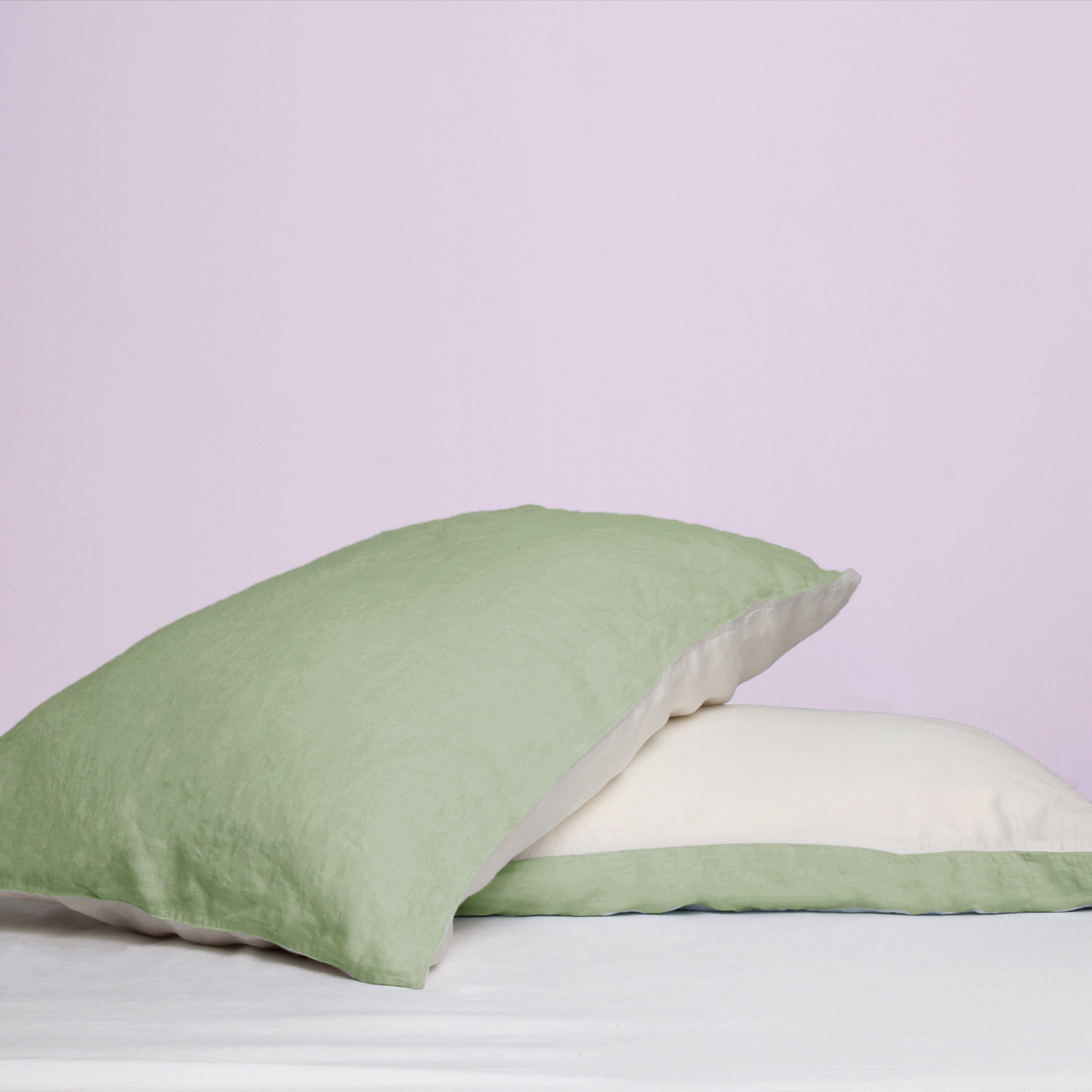 Sage Green Linen-Lyocell Reversible Pillowcase Set (Set Of 2) - Linen Time