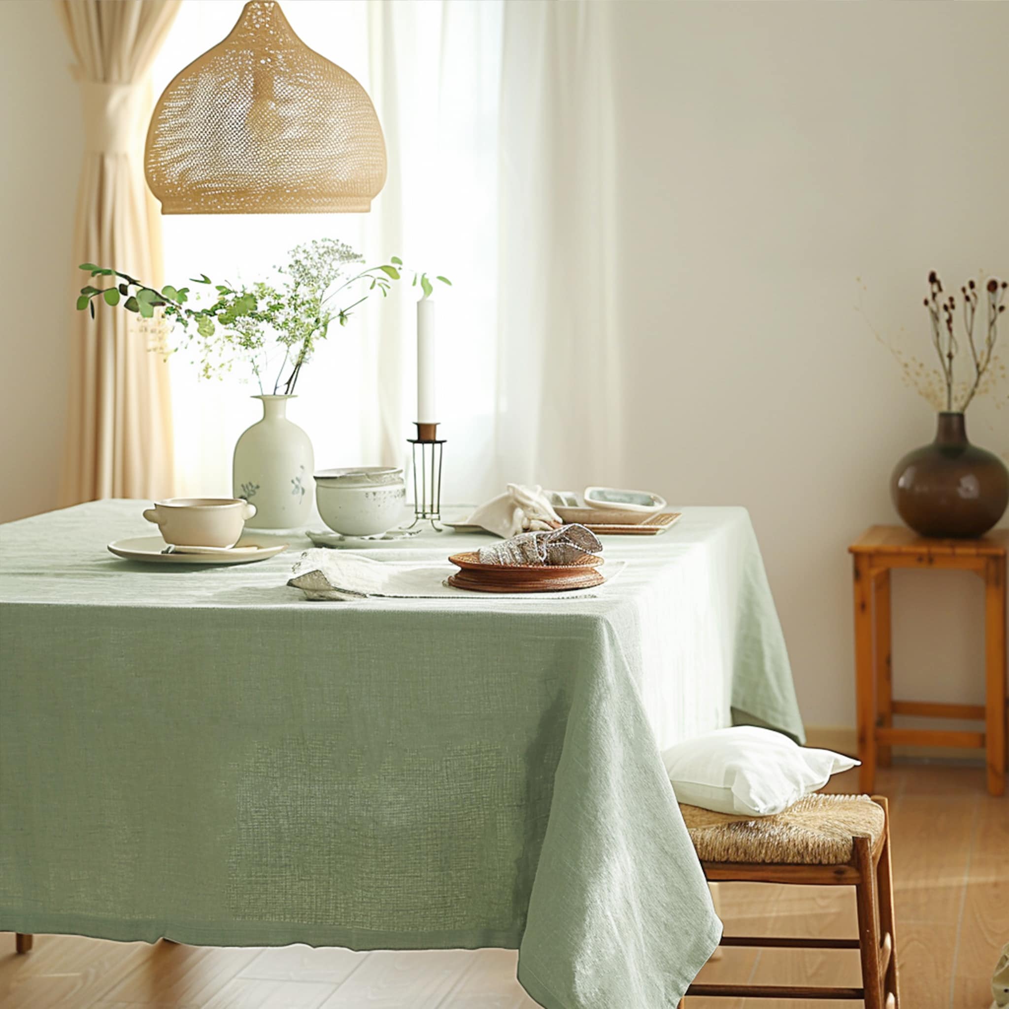 Sage Green Linen Tablecloth - Linen Time