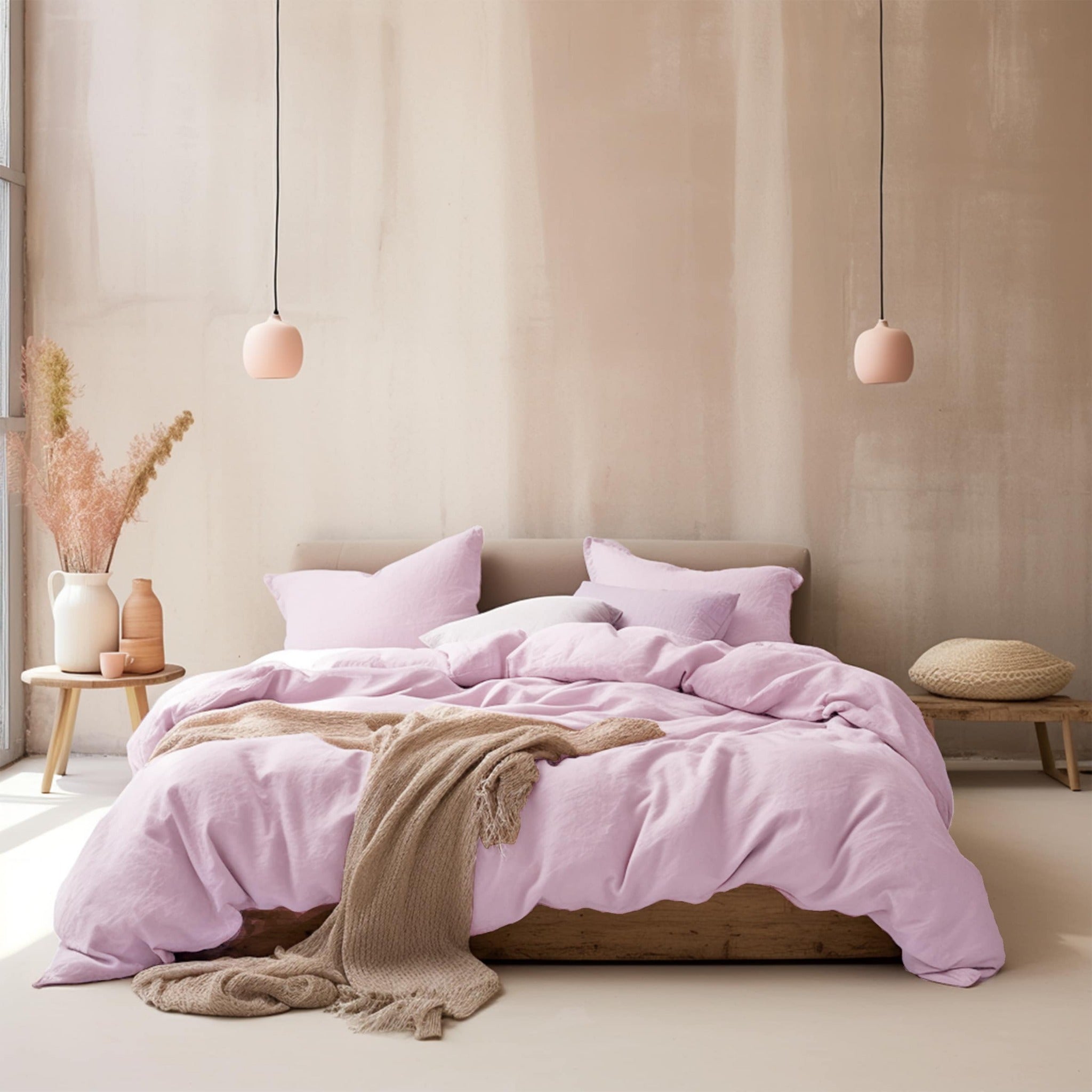 Soft Pink Linen Duvet Cover Set - Linen Time