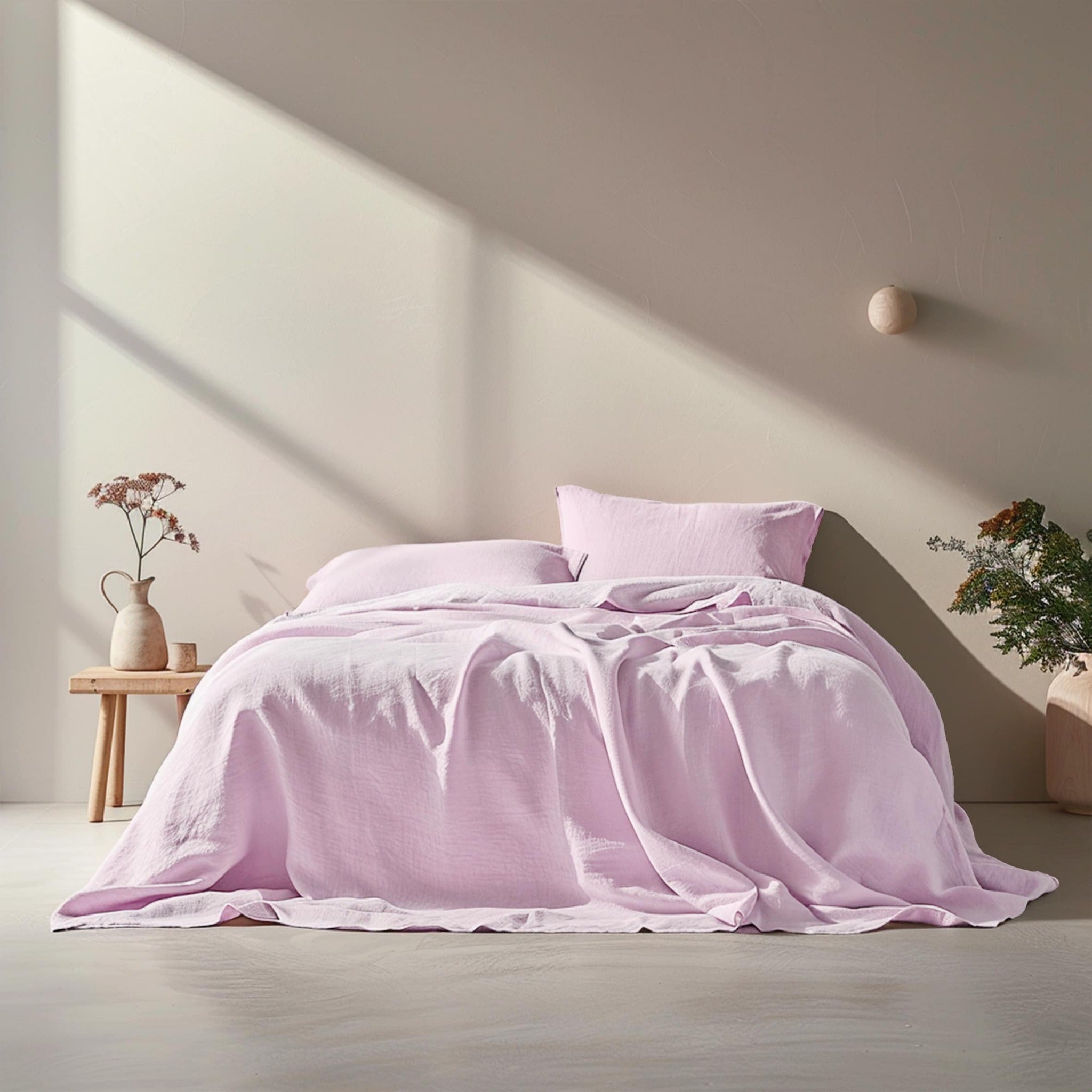 Soft Pink Linen Flat Sheet - Linen Time