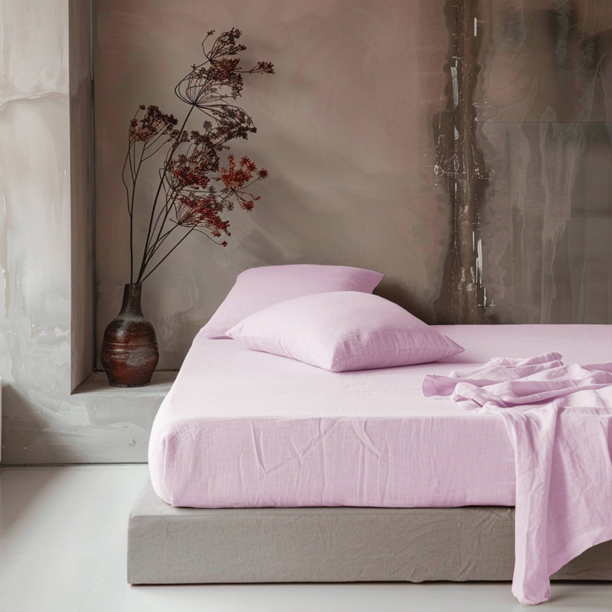 Soft Pink Linen Sheet Set - Linen Time