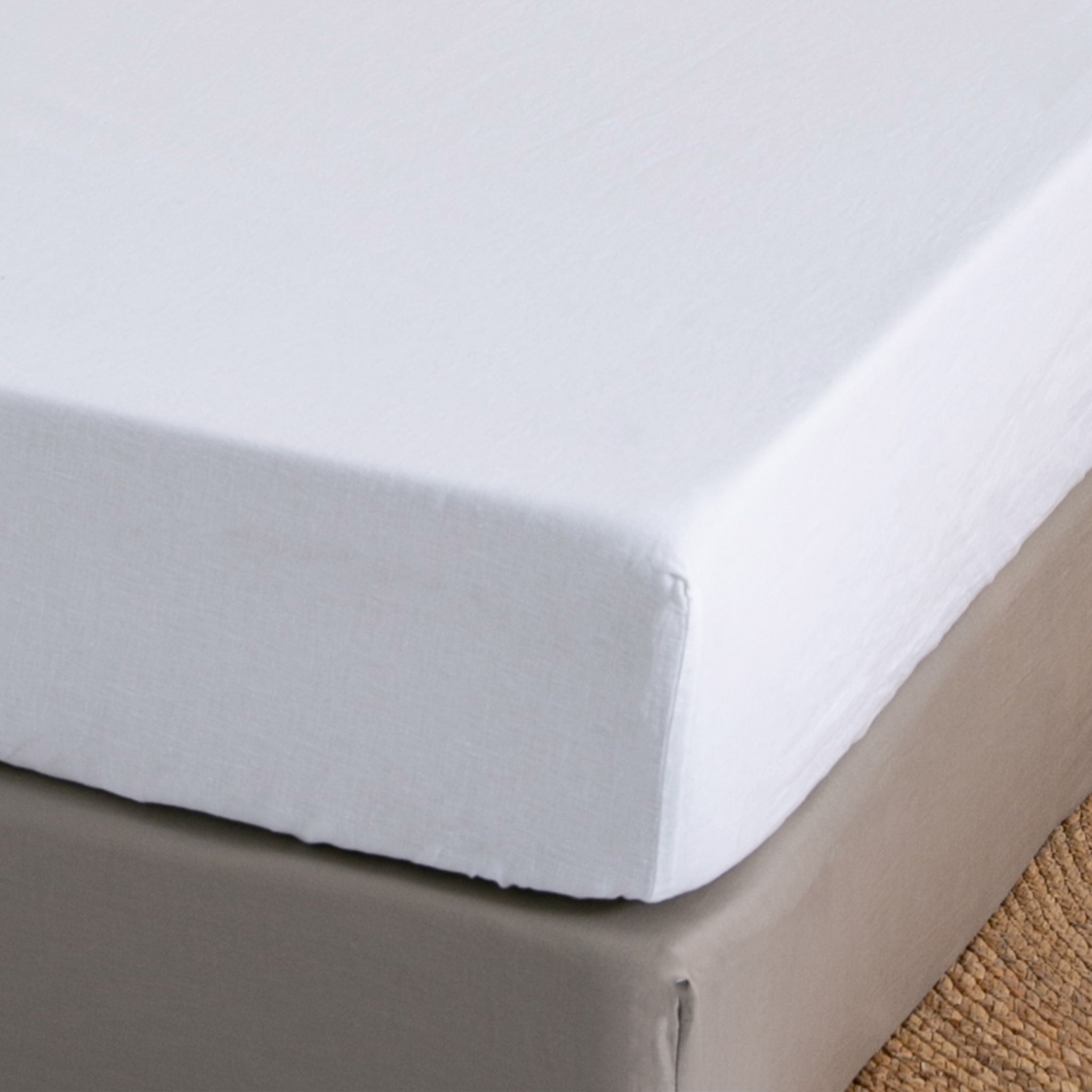 White Linen Fitted Sheet - Linen Time