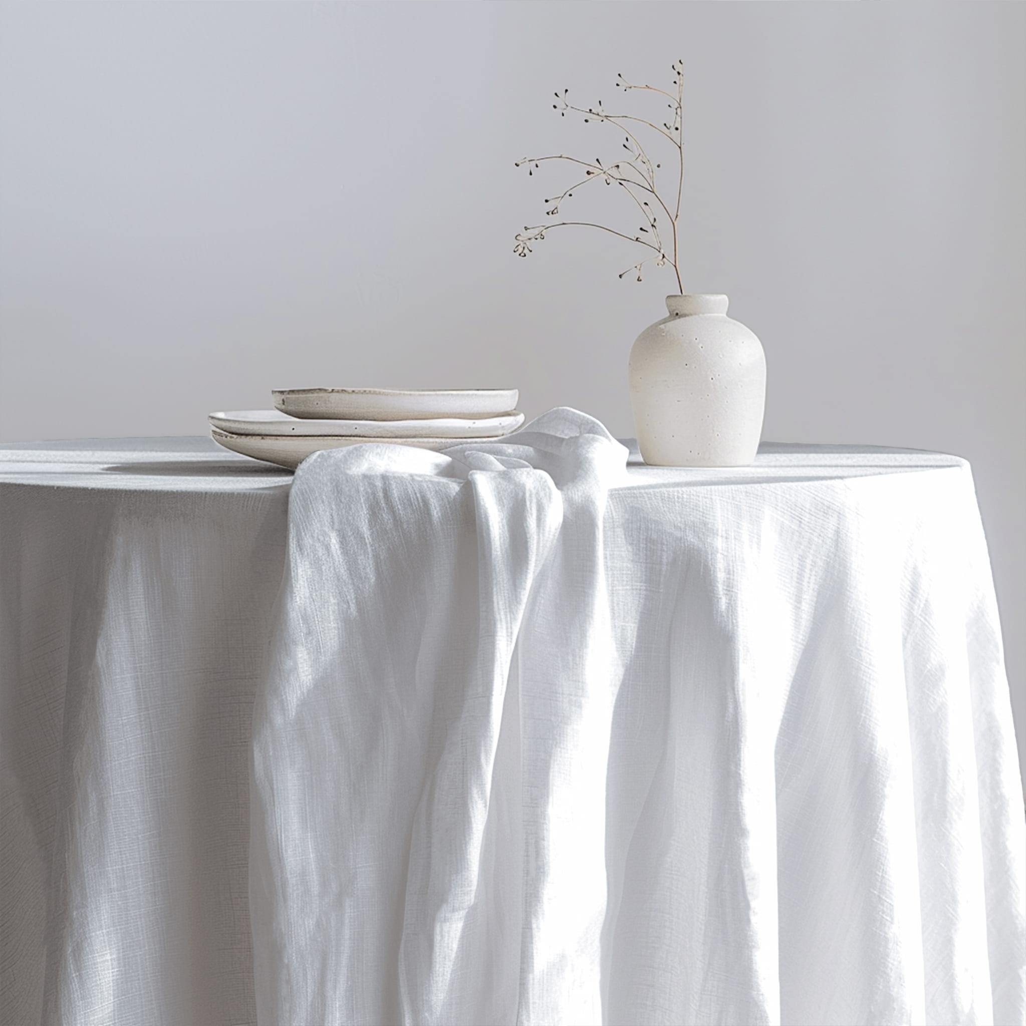 White Linen Tablecloth - Linen Time